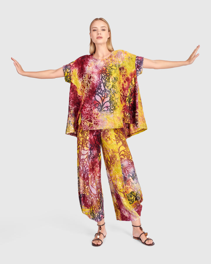 Reverie Trapeze Top, Raspberry/Gold