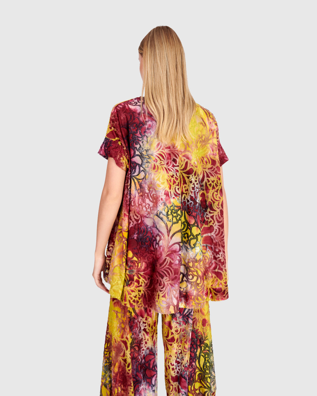 Reverie Trapeze Top, Raspberry/Gold