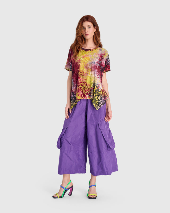 Firefly Flounce Tee, Raspberry/Gold