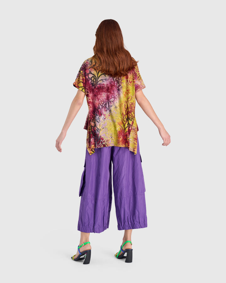 Firefly Flounce Tee, Raspberry/Gold