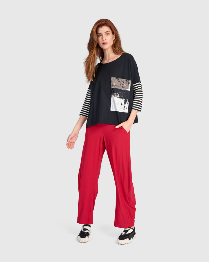 Tekbika Mode Boxy Top, Black Graphic