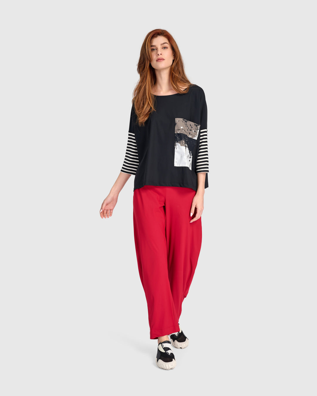 Tekbika Mode Boxy Top, Black Graphic