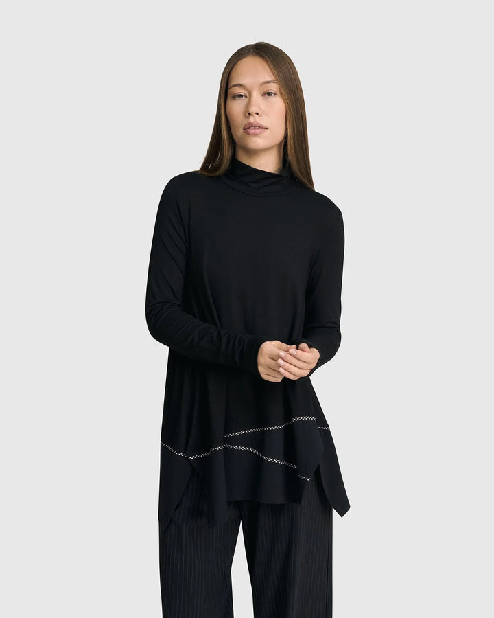 Mazzy Mockneck Top, Black