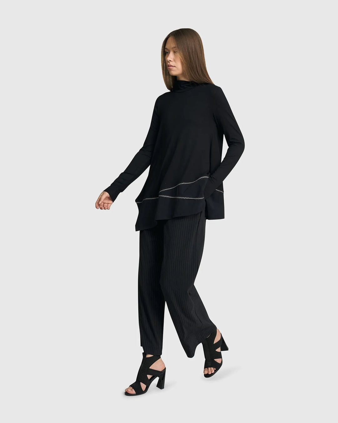 Mazzy Mockneck Top, Black