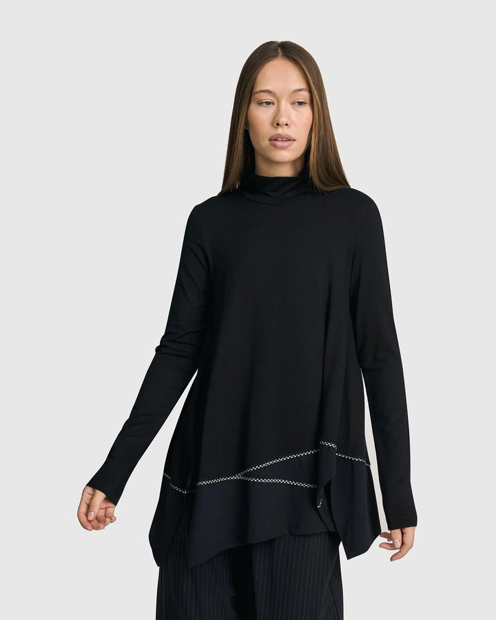 Mazzy Mockneck Top, Black