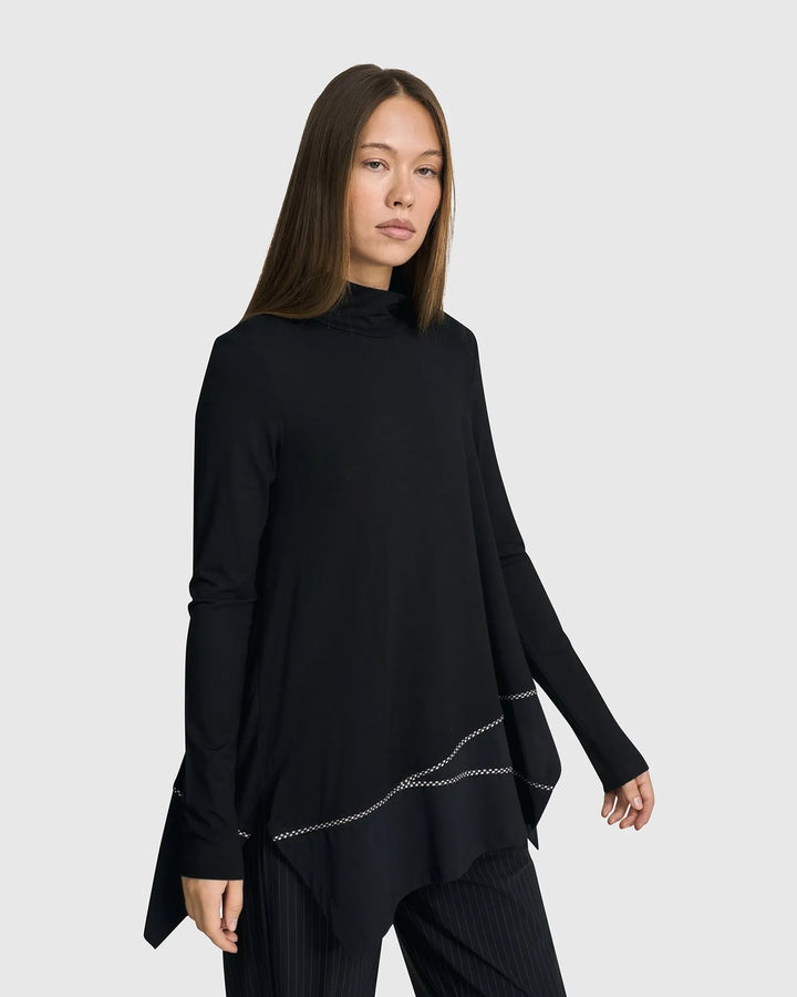 Mazzy Mockneck Top, Black