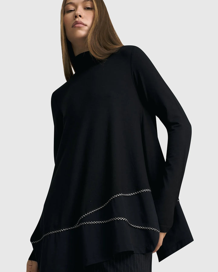 Mazzy Mockneck Top, Black