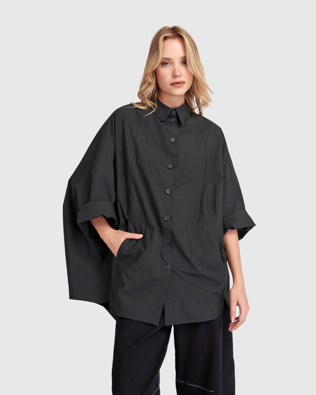 Urban Oversized Circle Shirt, Black