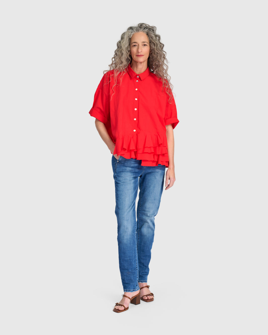 Urban Match Ruffled Shirt, Red