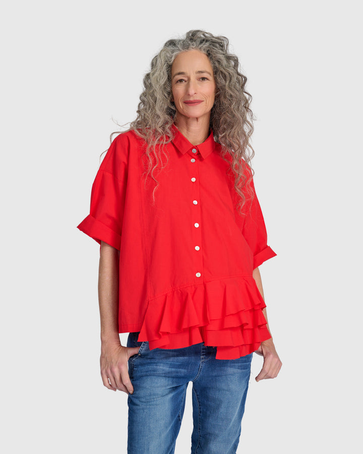 Urban Match Ruffled Shirt, Red