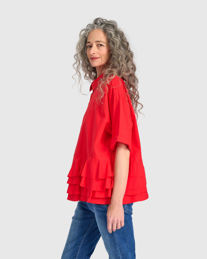Urban Match Ruffled Shirt, Red