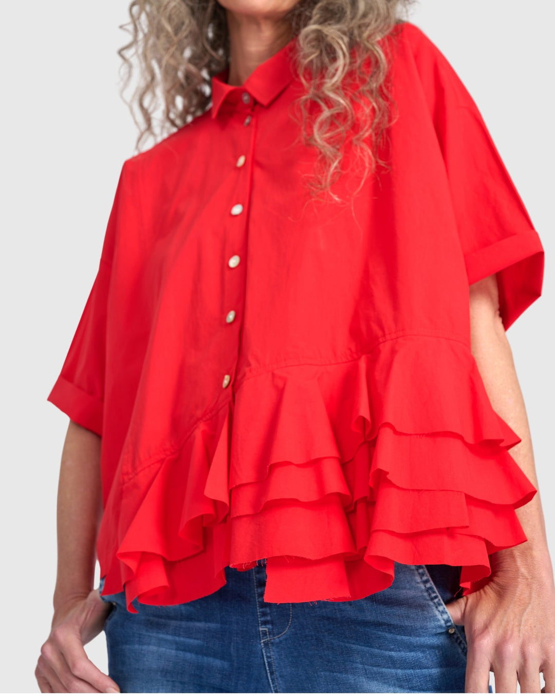 Urban Match Ruffled Shirt, Red