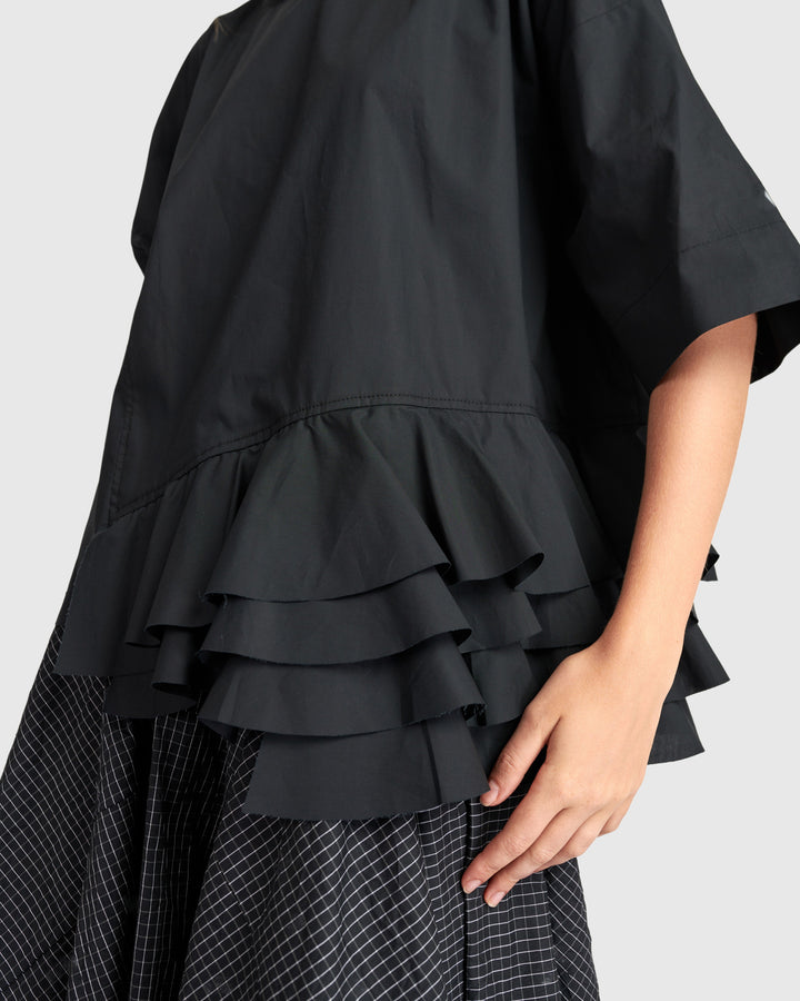 Urban Match Ruffled Top, Black