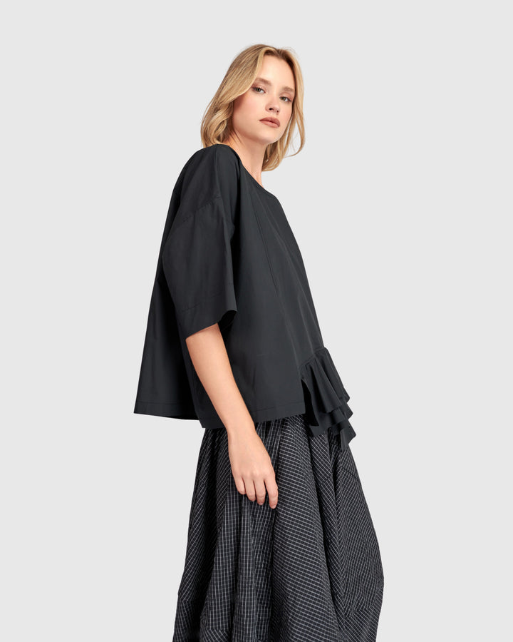 Urban Match Ruffled Top, Black
