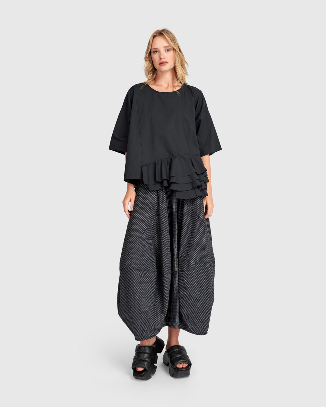 Urban Match Ruffled Top, Black