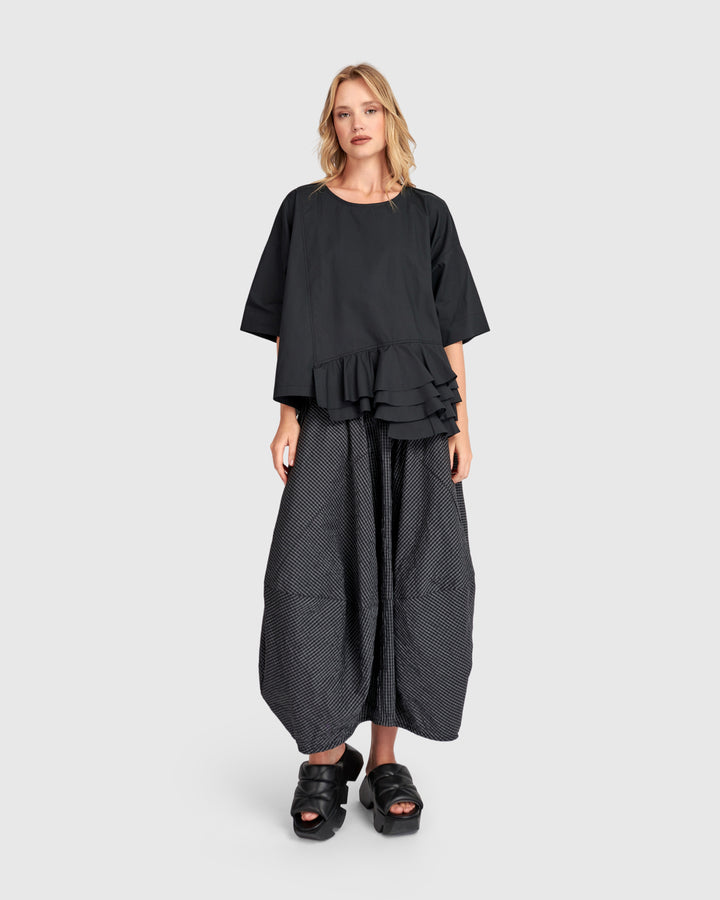 Urban Match Ruffled Top, Black