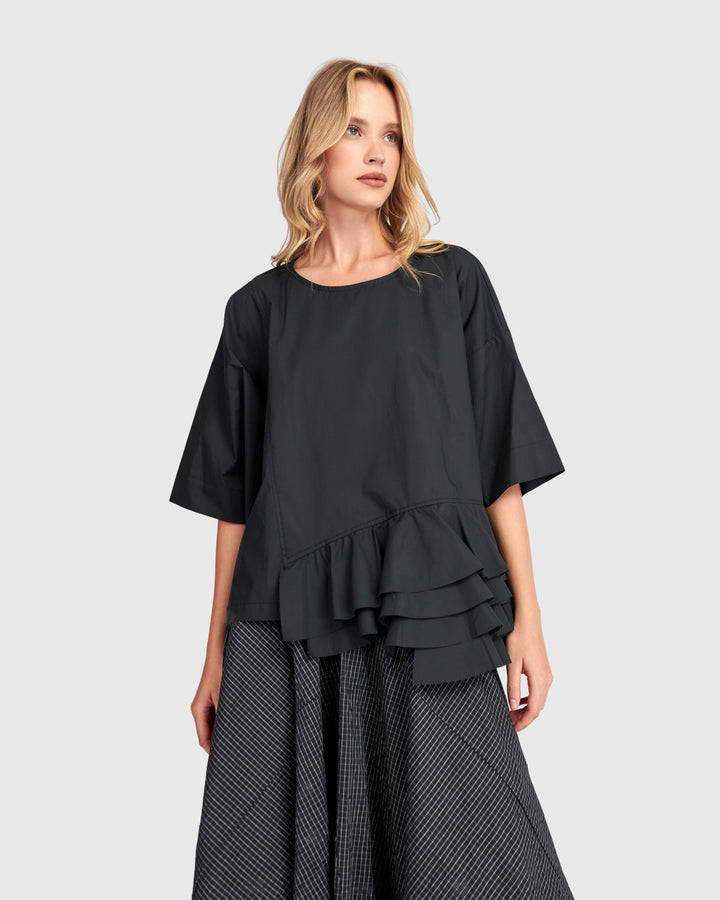Urban Match Ruffled Top, Black