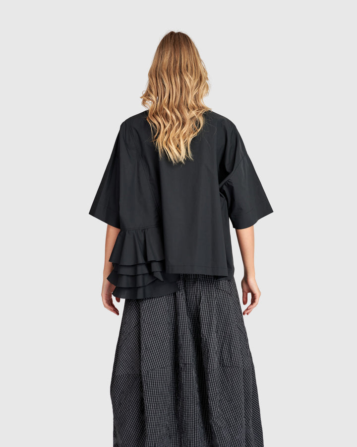 Urban Match Ruffled Top, Black