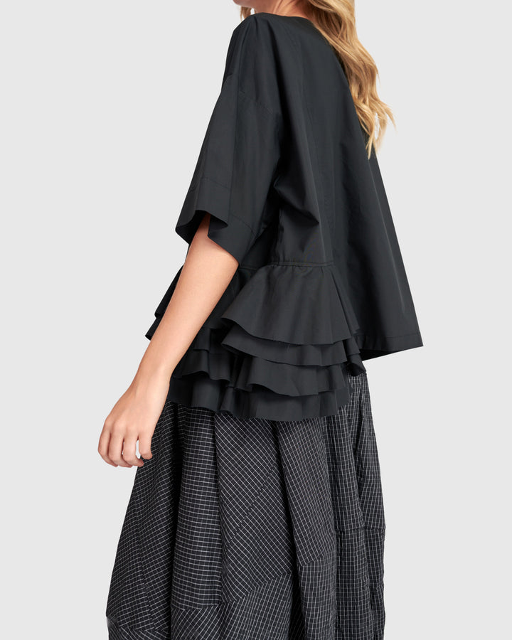 Urban Match Ruffled Top, Black