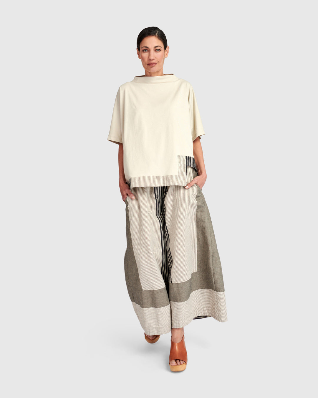 Urban Marisol Wide Leg Pant, Sand Stripes