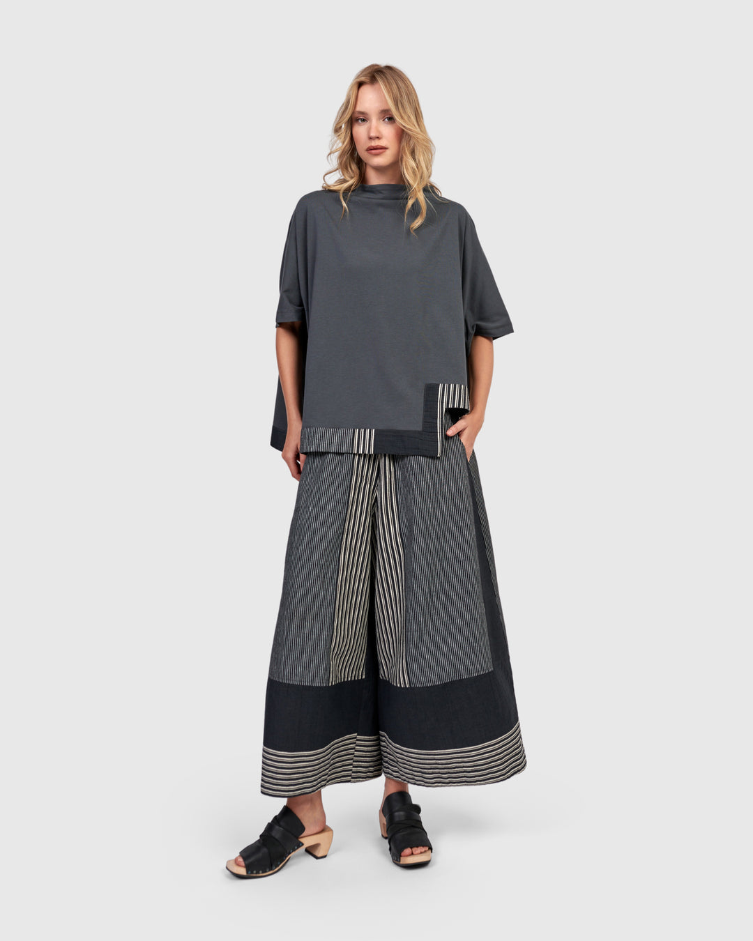 Urban Marisol Wide Leg Pant, Slate Stripes