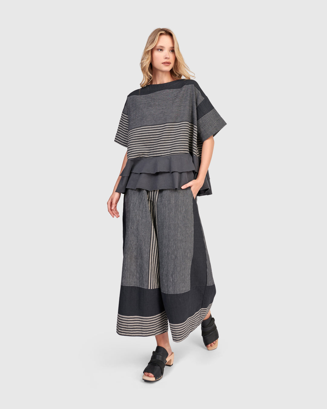 Urban Marisol Wide Leg Pant, Slate Stripes