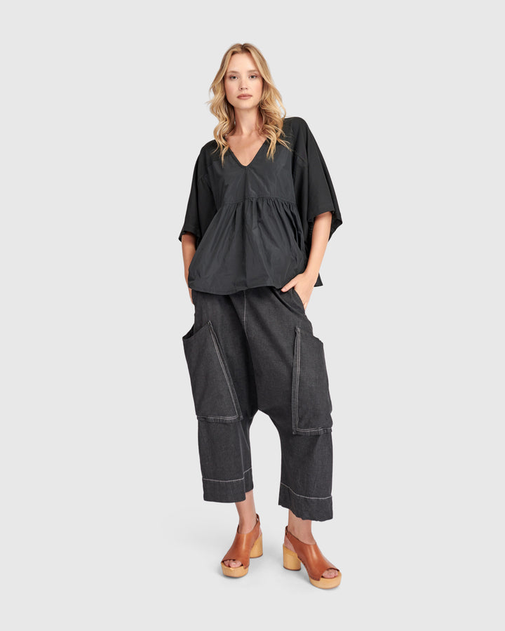 Urban Taffeta Butterfly Top, Black