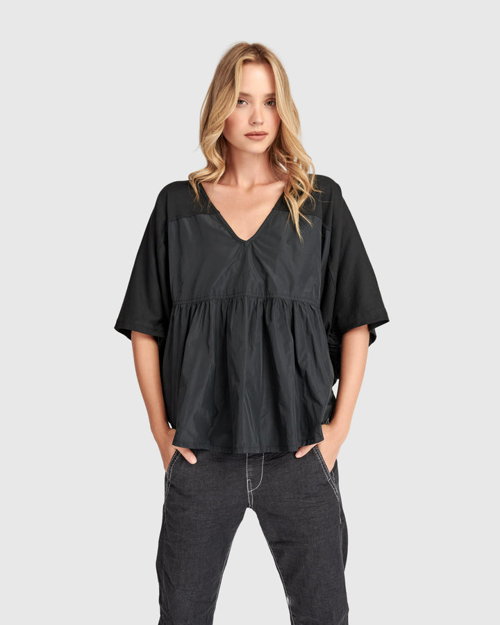 Urban Taffeta Butterfly Top, Black