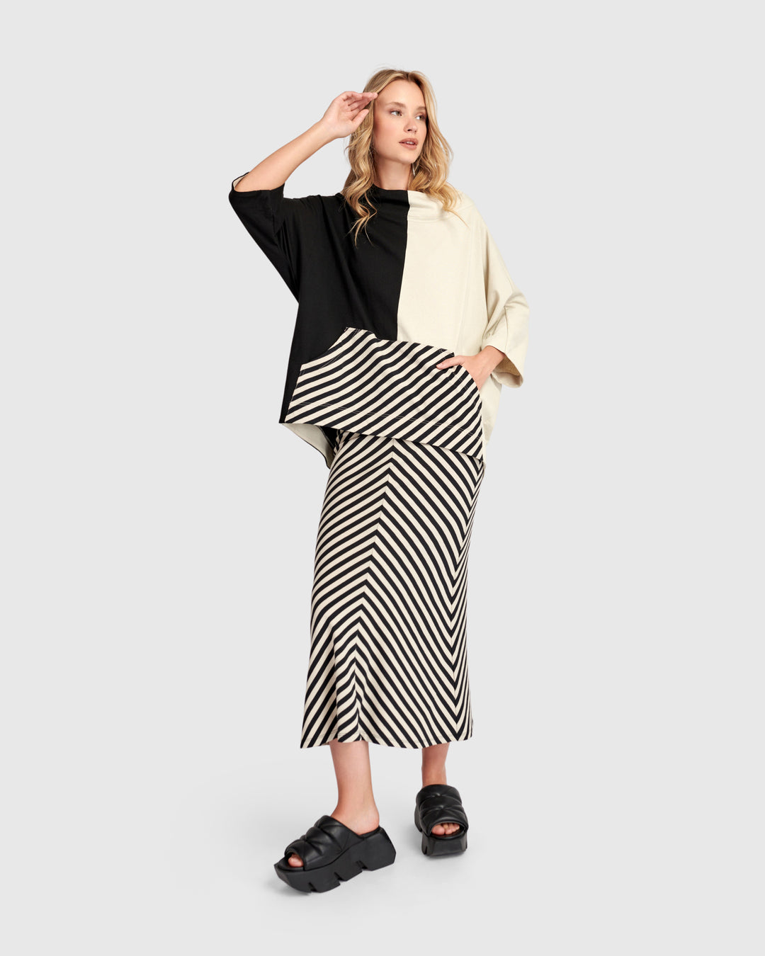Urban Stretch Pencil Skirt, Stripes