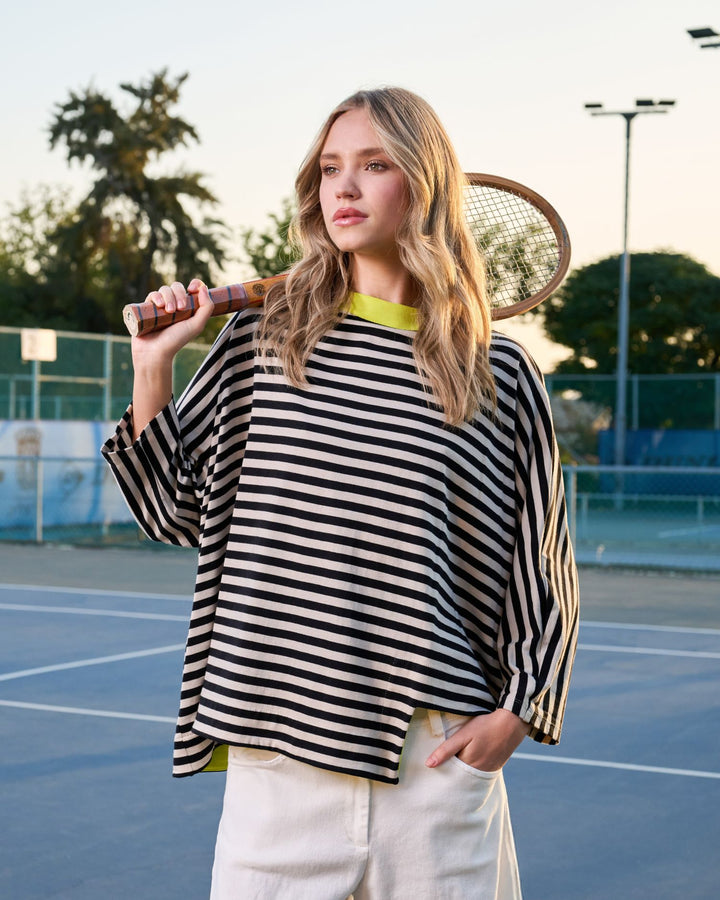 Urban Deuce Boxy Top, Cream Stripes