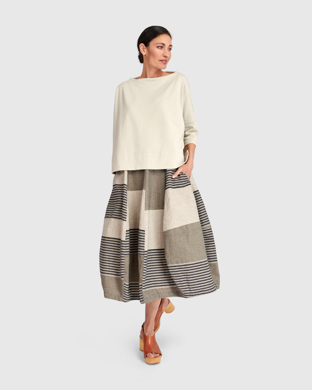 Urban Twilight Balloon Skirt, Sand Stripes