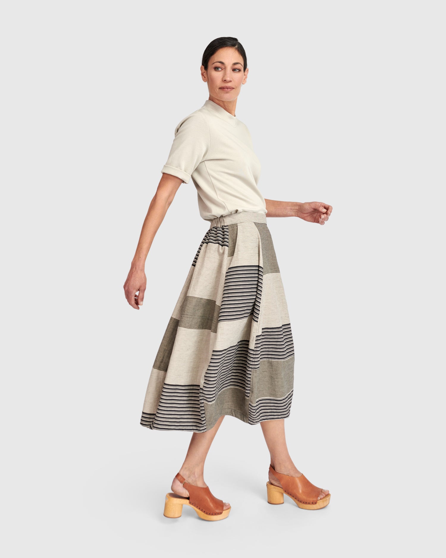 Urban Twilight Balloon Skirt, Sand Stripes – Alembika U.S.