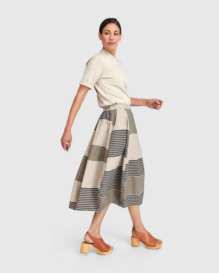 Urban Twilight Balloon Skirt, Sand Stripes