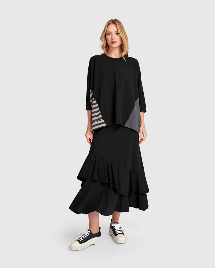 Urban Staple Ruffle Maxi Skirt, Black