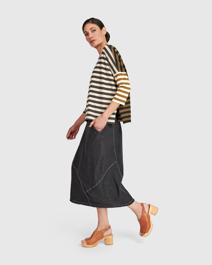 Carla Cocoon Skirt, Jet Denim