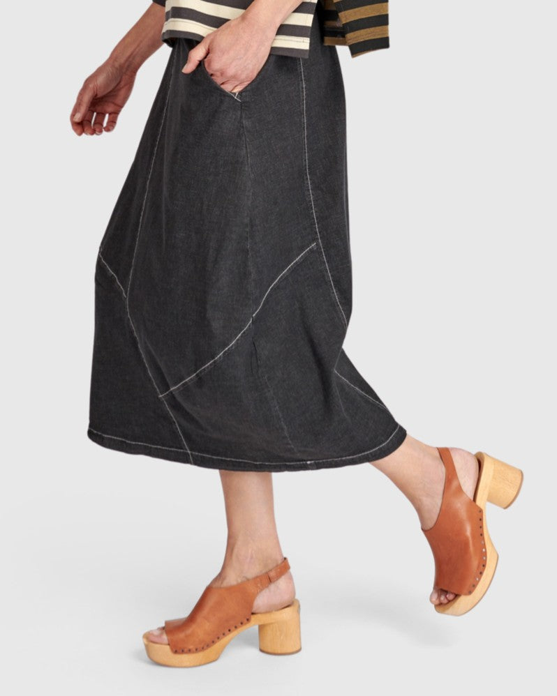 Carla Cocoon Skirt, Jet Denim