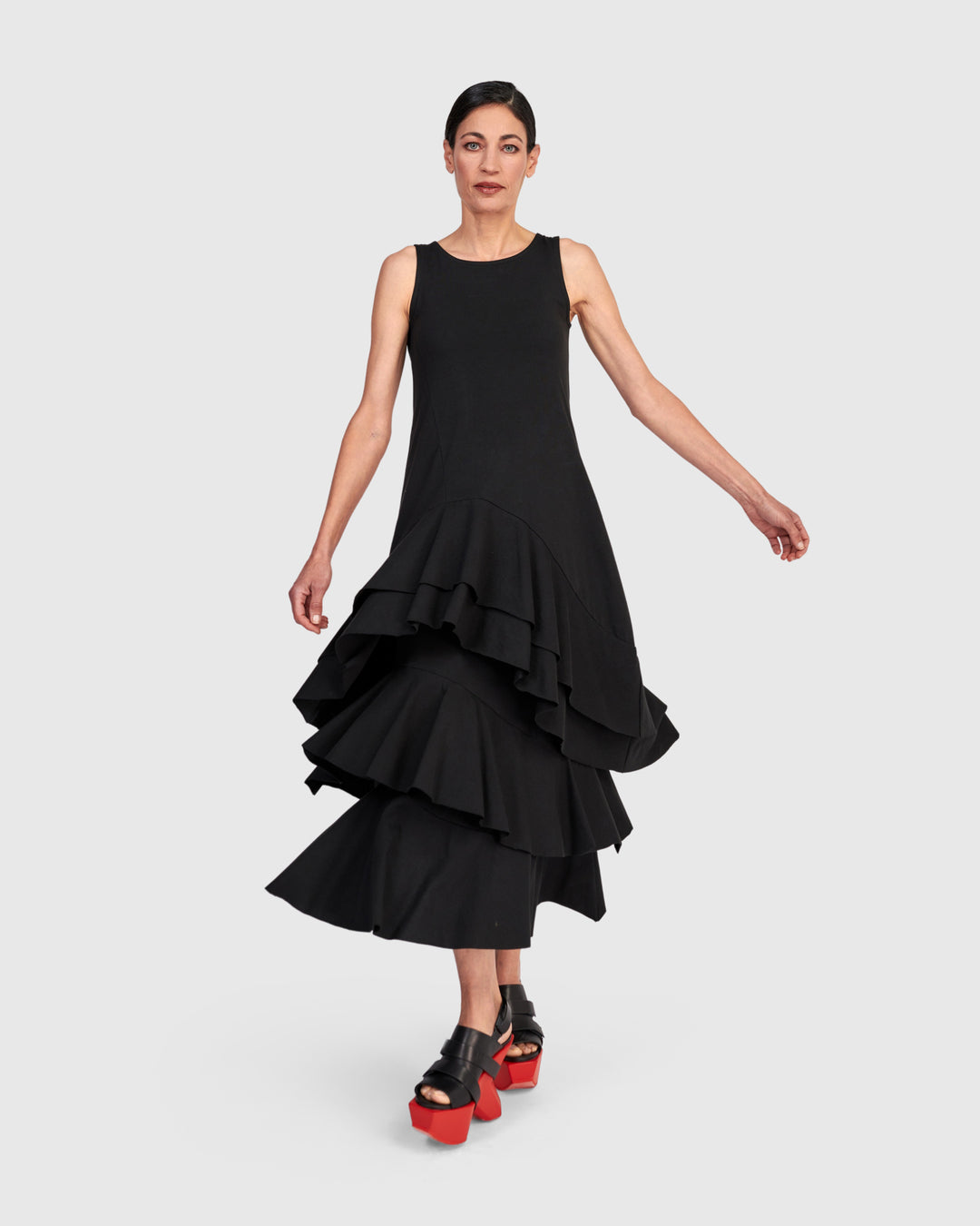Urban Staple Ruffle Maxi Skirt, Black