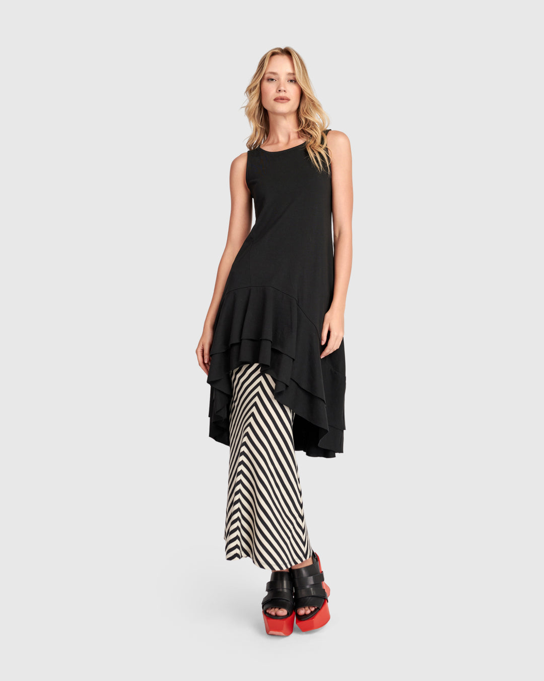 Urban Staple Ruffle Tunic, Black