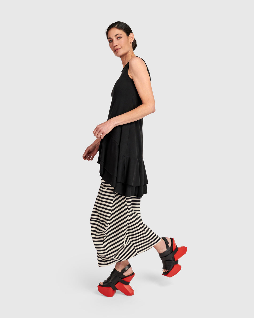 Urban Staple Ruffle Tank, Black