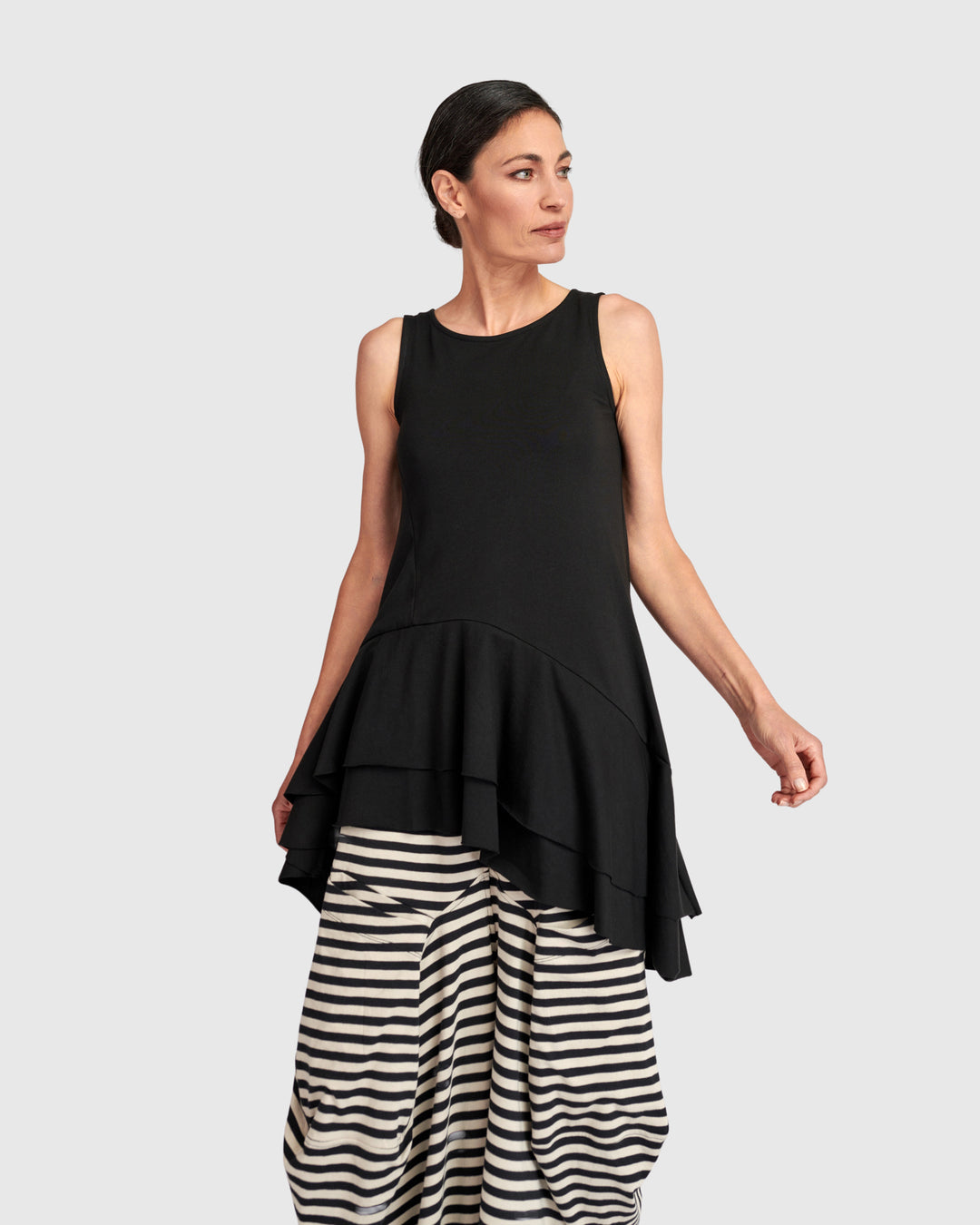 Urban Staple Ruffle Tank, Black