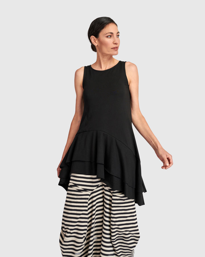 Urban Staple Ruffle Tank, Black