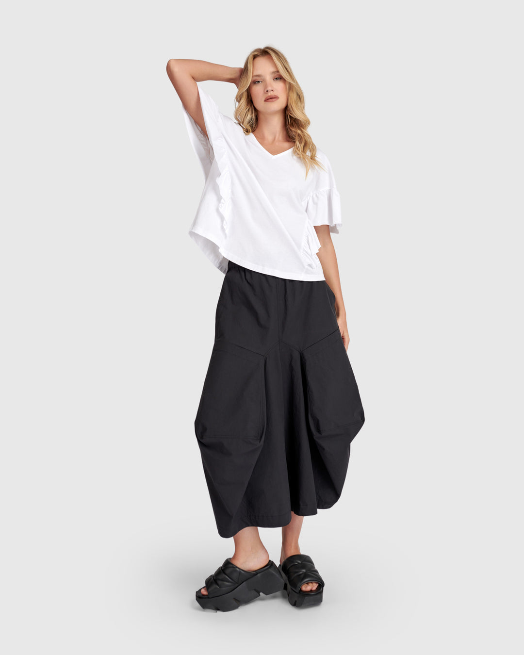 Urban Retro Ruffles Top, White