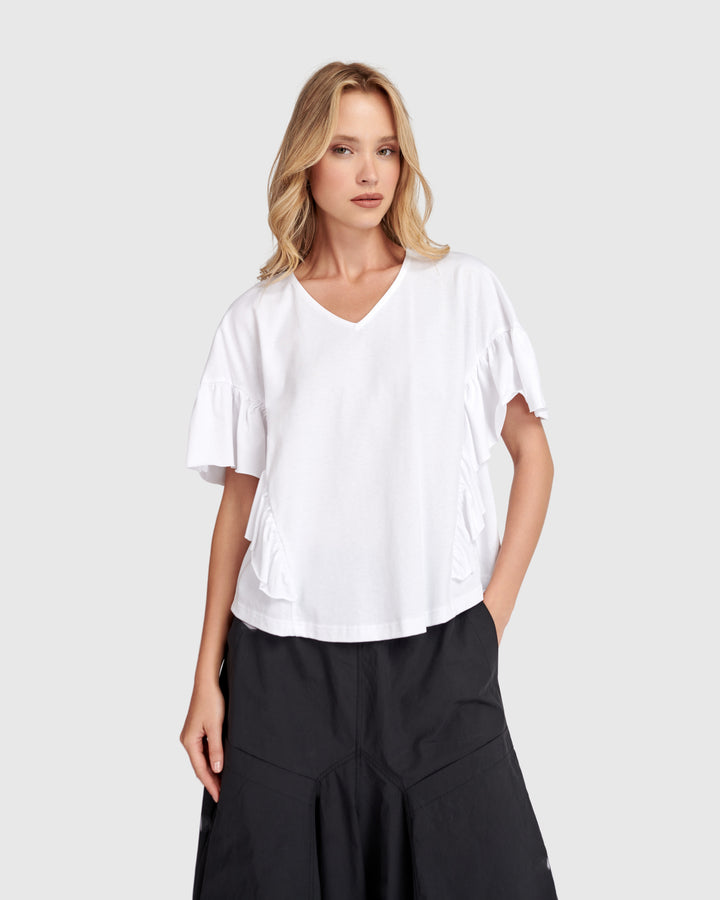 Urban Retro Ruffles Top, White