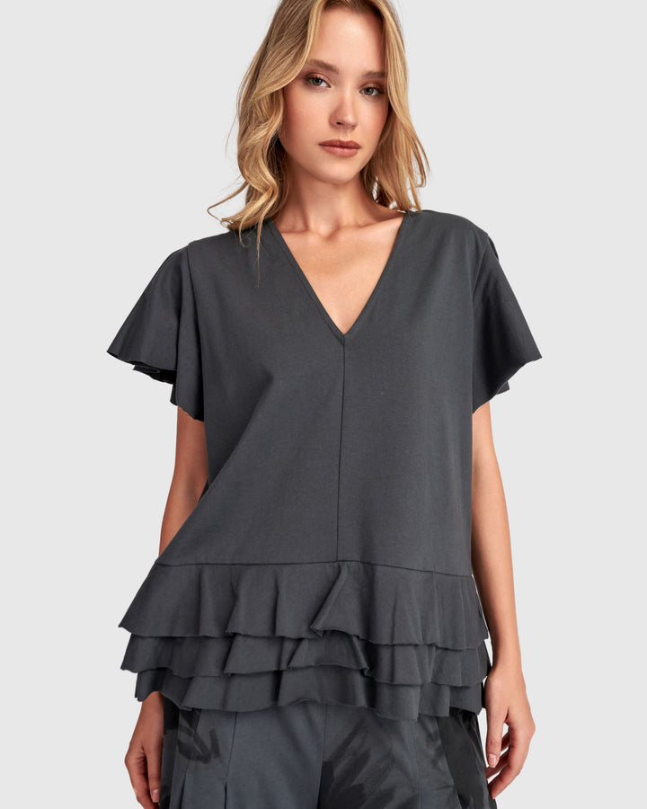 Urban Glide Ruffle Top, Grey