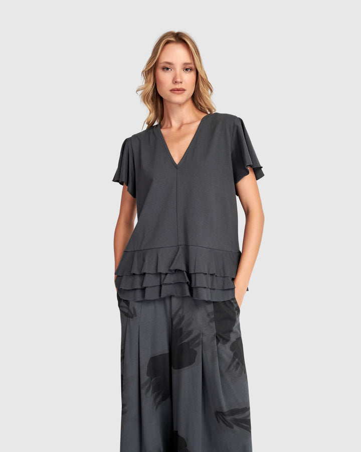 Urban Glide Ruffle Top, Grey
