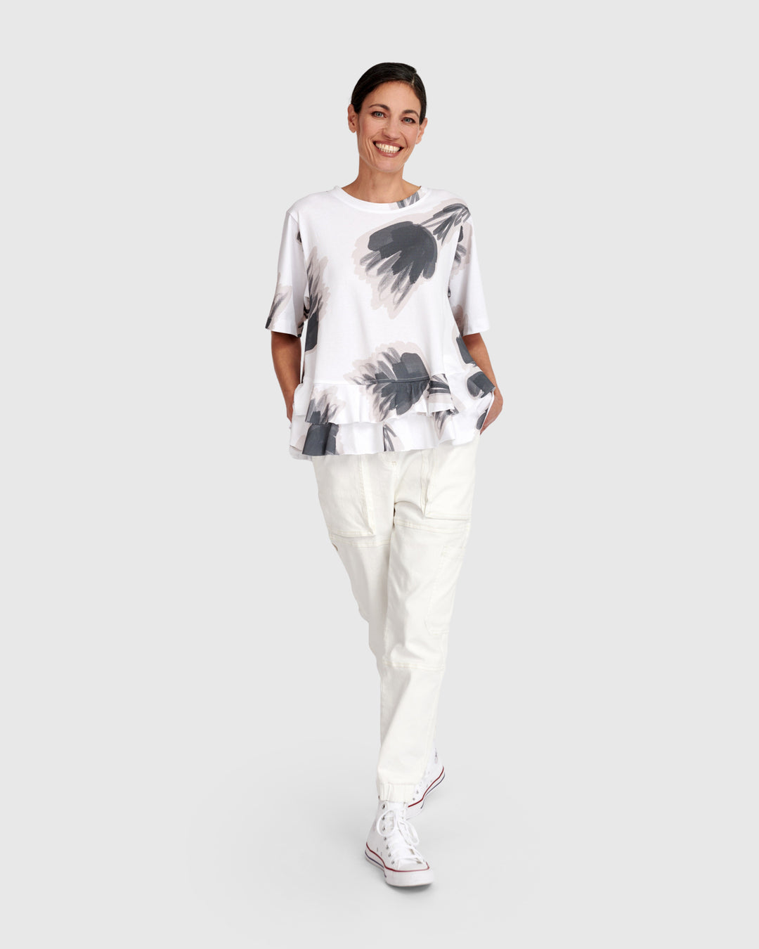 Urban Fleeting Ruffle Tee, Cloud