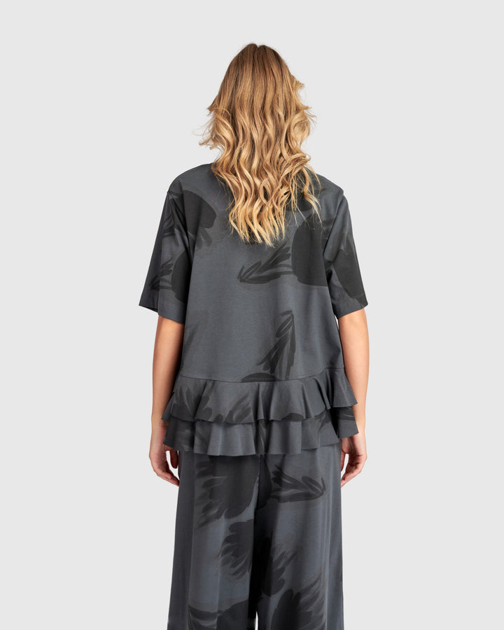 Urban Fleeting Ruffle Tee, Fog