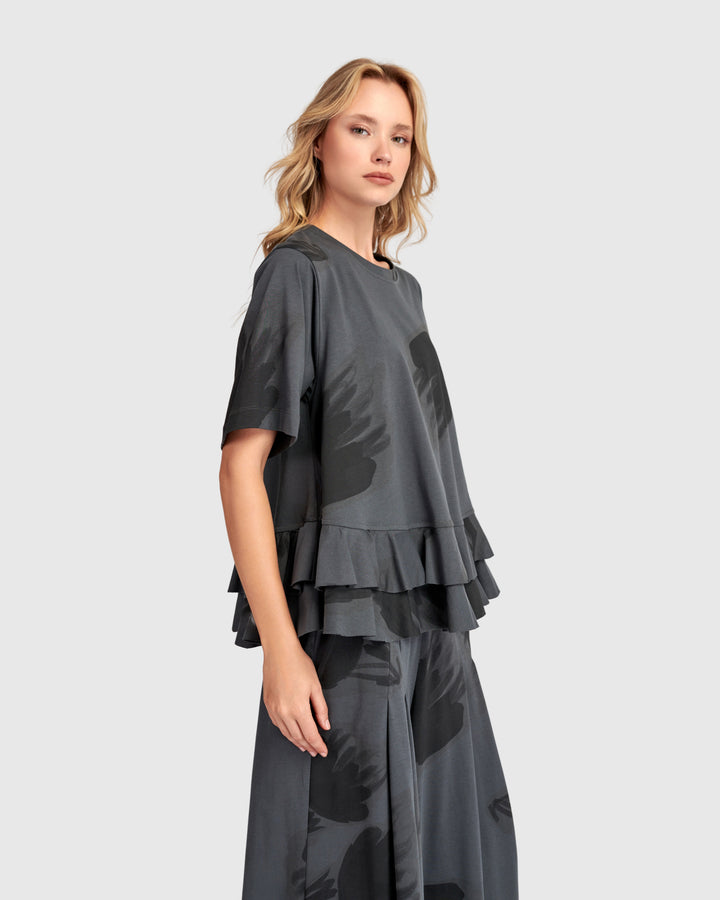 Urban Fleeting Ruffle Tee, Fog