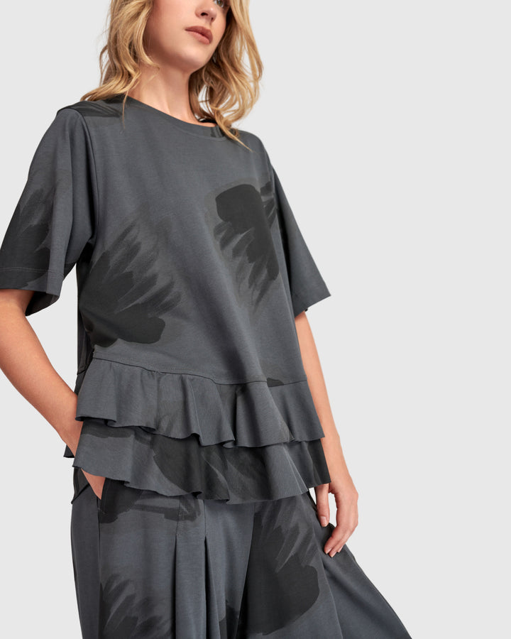 Urban Fleeting Ruffle Tee, Fog