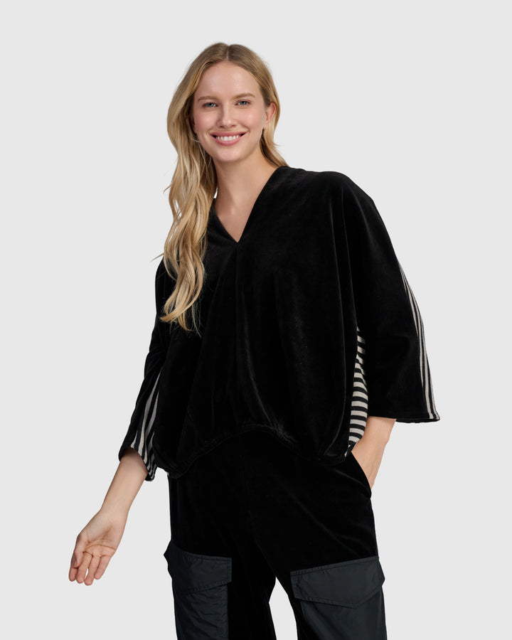 Urban Velvet Vav Top, Black Mix